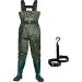 Dark Lightning Fly Fishing Waders for Men and Women with Boots, Mens/Womens High Chest Wader with Boot Hanger Green 13 Women/11 Men