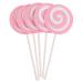 5PCS Lollipop Shaped Cake Toppers in Pink for Decoration Cupcake Toppers for Baby Shower Birthday Party Wedding