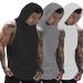 Muscle Killer 3 Pack Men's Workout Hooded Tank Tops Bodybuilding Muscle Cut Off T Shirt Sleeveless Gym Hoodies Black+gray+white Medium