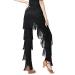 ZBH1985 Women's Latin Dance Pants Tassel Ballroom Dance Professional Black Adult Fringe Rumba Tango Salsa Practice Pants X-Large Black