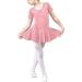 Huanye Girls Ballet Leotard Dance Dress | Short Sleeve with Bow Back Ruffle Skirt | Gymnastics | 5-6 Years | Ballet Pink - Buy Online on GoSupps.com