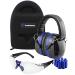 TradeSmart Couples Gifts - All-in-One Shooting Ear & Eye Protection Earmuffs Earplugs Glasses & Case Gifts for Her & Him Blue - Clear