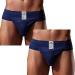 WMX Gym Cotton Supporter Back Covered with Cup Pocket Athletic Fit Brief Multi Sport Underwear Pack 2 Trainer Navy XX-Large