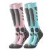 SincereWA Women's Ski Socks for Skiing, Snowboarding, Outdoor Sports,2 Pack, Winter Performance Socks, Pink, blue, 4-10
