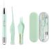 4-Piece Ear Wax Removal Tool - Ear Pickers with Lights - Complete with Stylish Storage Case Magnifying Mirror Safe and Comfortable Perfect for Children and Adults.(Green)