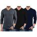 Decrum V Neck Long Sleeve Mens Tshirts Multipack - Soft Comfortable Full Sleeves T Shirts for Men Pack of 3 Pack of 3 - Lgs Set 10 V-neck Shirt Mens X-Large