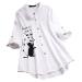 Aniywn Women Round Neck Lace Up Lace Patchwork Flare Pullover Top Casual Plus Size 3/4 Sleeve Floral Printed T-Shirt X-Large 2-white