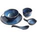 Vintage Blue Ceramic Suit Creative Salad Plate Snack Dip Bowl Fruit Bowl Soup Spoon Afternoon Tea Breakfast Tableware Kitchenware