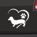 Shorthair heart sticker -6 sizes 21 colours- Dachshund Teckel Dachshund Short hair L-13x12cm 10-white