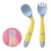 Baby utensils spoon fork set 360 bendable toddler utensils for feeding BPA-free heat-resistant easy to grip cutlery set with travel-proof case (1 pair yellow)