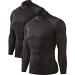 DEVOPS 2 Pack Men's Thermal Turtle Mock Neck Shirts Compression Long Sleeve Tops and Hoodies Large 1# (Basic_2 Pack) Black / Black