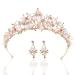 Eyret Pink Queen Crown Gold Crystal Tiaras and Crowns Wedding Crowns with Earrings Princess Pageant Crowns Hair Accessories for Women and Girls