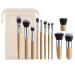 VVStudio 11 Pcs Bamboo Makeup Brush Set - Foundation Powder Blending & Concealer Brushes & Organizer Pouch | International Shipping - Buy Online on GoSupps.com