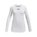 Under Armour Girls' Cozy Long Sleeve Crew Neck T-Shirt White (100)/Black Medium