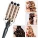 3 Barrel Curling Iron Wand- 1 Inch Ceramic Tourmaline Triple Barrels, Dual Voltage, Adjustable Temperature - Gold - Buy Online on GoSupps.com