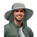 Mens Wide Brim Sun Hat with Neck Flap Fishing Safari Cap for Outdoor Hiking Camping Gardening Lawn Field Work #1 Grey One Size