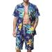 MRIGNT Men's Hawaiian Shirt and Short, 2 Piece Vacation Outfits Sets Short Sleeve Shirt Beach Casual Button Down Shirts Suits B1 X-Large