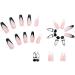 24pcs Long Coffin Ballerina False Nails with Glue - Black & White Heart Design for Women and Girls - Buy Online on GoSupps.com