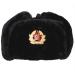 Loxdonz Ushanka Russian Military Hat with Ear Flaps and Soviet Badge, Trapper Ski Hat for Winter One Size Black