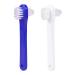 HEALIFTY 2Pcs Dual Head Toothbrushes T-Shape Denture Dedicated Toothbrush Tool (White + Blue)