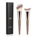 Anmor Contour Brush Set Premium Contour Blush Bronzer Face Makeup Brush Perfect For Cheek Jaw Nose Blending Contouring Polishing Suitable For Powder Liquid Cream (Angled and Curved Contour Brush) Champagne Gold