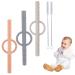 SOLIFEGOBLE Hollow Teething Tubes for Baby Silicone Baby Soothing Teether Toy Chewy Tube with Handle Teething Straws for Toddlers (Begie&Grey&Khaki)