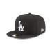 New Era Los Angeles Dodgers 59Fifty Fitted Hat, Adult, Black/White 7 1/2 Black