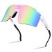 FEISEDY Cycling Sports Sunglasses Wraparound Adjustable Legs 80s Running Baseball Visor for Men Women Shield B2837 Rainbow-mirror 75 Millimeters
