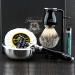 6 Pc Mens Shaving Kit 3 Edge Razor with Synthetic Badger Hair Shaving Brush Stand Soap Bowl and Alum Perfect Set for Men