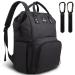 pipi bear Diaper Backpack Bag Waterproof Baby Nappy Bag Cool Mommy Backpack Organizer Large Capacity (Black)