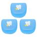 Verdant touch retainer case prosthesis case retainer box 3pcs dental retainer container for partial mouth guard blue orthodontic retainer case