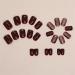 Buy Glossy Burgundy Short Square Press on Nails - Full Cover Glitter Fake Nails for Women & Girls with Glue - International Shipping - Buy Online on GoSupps.com