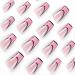 Foccna Pink Medium Long Press on Acrylic Fake Nails - 24pcs Square French Cartoon False Nails for Women and Girls - Buy Online on GoSupps.com