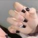French Tip Press on Nails - Long Square Press On Nails with Nail Tips Love Diamond Chain Design Black press on nails Acrylic False Nails Cute Artificial Nails - Buy Online on GoSupps.com