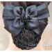 Elegant Women's Hair Node Cover - Mesh Network Bow Decoration & Satin Loop Hair Clip - Stylish French Clip with Flowers - Perfect Hair Accessories for Stewardess Banks Hotels & Restaurant Employees (Black) - Buy Online on GoSupps.com