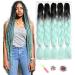 Showjarlly jumbo braid artificial hair hair ombre braid extension 24 inch KanCalon hair braid extensions 5 pieces for crochet twist lichen hair box braid for braid black/light green# 61cm-24 inch (5 pack) black/light green