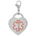 Surgical Steel Medical Alert Diabetes-Insulin Charm/Pendant Heart Shape 7/8 Inch