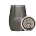 Non-tipping 10oz Double Wall Insulated Stainless Steel Stemless Travel Wine Tumbler w/Easy Slide Lid - Graphite