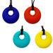 Ulvbabi 4 pieces of sensory silicone-kau necklace for adults and children round shape durable oral bite ring jewelry motor assistant for autism ADHD soft breastfeeding teething