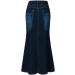 Sanahy Women's Casual High Waist Denim A-line Skirt | Button Front, Knee Length Fishtail Style | Dark Blue, Size Large - Buy Online on GoSupps.com