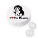 I Love My Beagle Round Case For Contact Lens Kit Storage Box with Mirror Printed