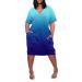 Fudule Plus Size Dress for Women Short Sleeve Dresses Summer Casual Dressy Outfits Dresses with Pockets Midi Dress L-5XL A-a-blue X-Large