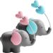 Vanyibro 2 Pack Pink or Blue 3D Elephant Cake Toppers Fun Elephant Theme Decorations for Kids' Birthday Parties