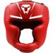 Langray boxing head protection for children adults leather boxing helmet Thai boxing facial protection high striking damping with perfect view and good welding for martial arts mma boxes kickboxing sparring l red red