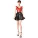 IDOBLO Latex Dress Woman Rubber Halter Neck Gather Waist Ruffle Skirt Red And Black X-Large XL Red And Black
