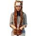 IBLUELOVER Kids Winter Hat Gloves Scarf Set - Brown Tiger Cartoon Animal Hooded 3-in-1 Faux Fur Party Hat & Gloves with Pockets - Buy Online on GoSupps.com