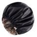 ANIEVIER Satin Bonnet Silk Bonnet for Sleeping Hair Bonnet for Women Double Layer Night Sleep Cap for Curly Natural Hair Black