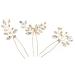 FRCOLOR 3 Pieces Bridal Wedding Hair Pins Jewellery Bridal Hair Pins Rhinestones Gold Leaf Crystal Pearl Hair Pins Vintage Wedding Hair Accessories for Women and Girls