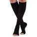 Famkit Compression Socks 23-32 mmHg Open Toe Varicose Veins Nylon + Spandex - Black - Medium