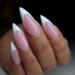 JUSTOTRY 24 Pcs Stiletto False Nails Short Pattern White French Press on Nails Nude Fake Nails Short with Nail Glue Trendy Almond Stick on Nails for Women Nails Fake Nail for Nails Art white1